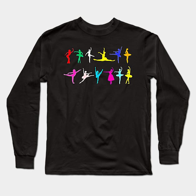 Colorful Ballet dancers Long Sleeve T-Shirt by doniainart